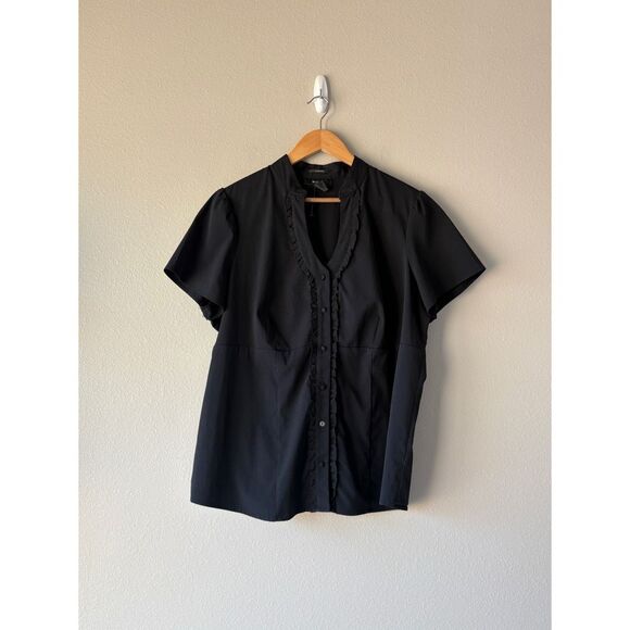 style & co plus stretchy button front short sleeve - Picture 1 of 8